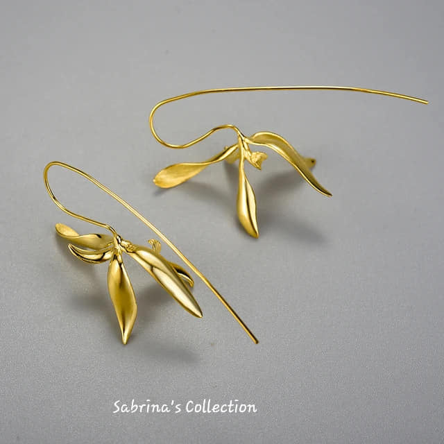Sabrina`s Collection | 925 Silver Sterling Orchid Drop Earrings