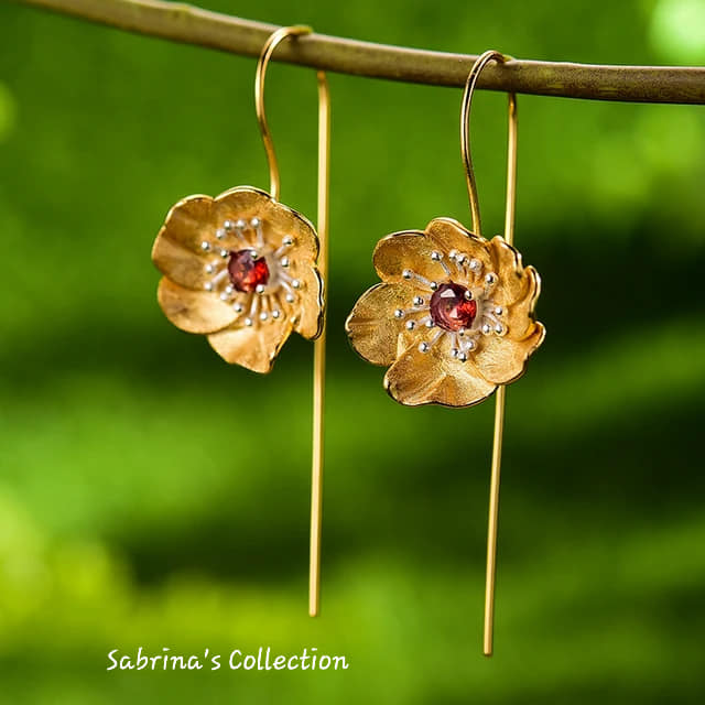 Sabrina`s Collection | Blooming Anemone Flower  Earrings