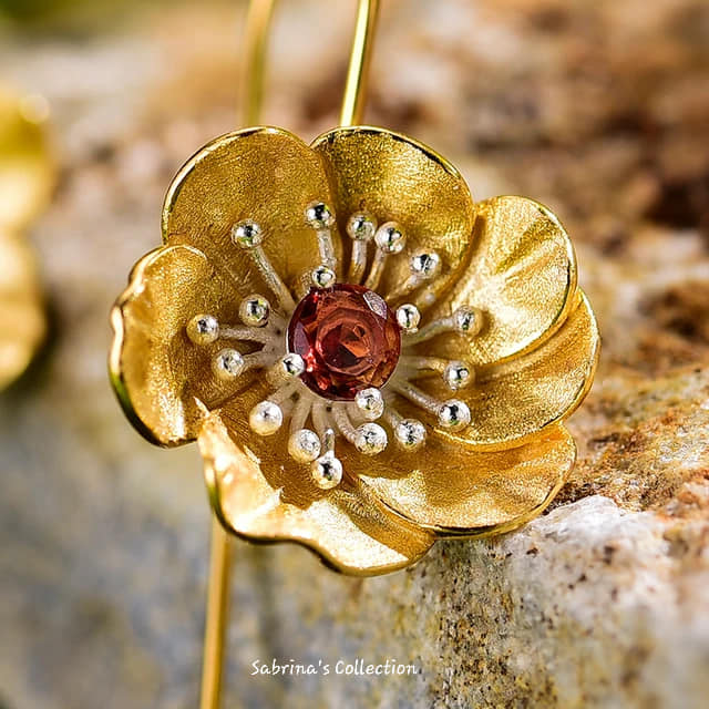 Sabrina`s Collection | Blooming Anemone Flower  Earrings