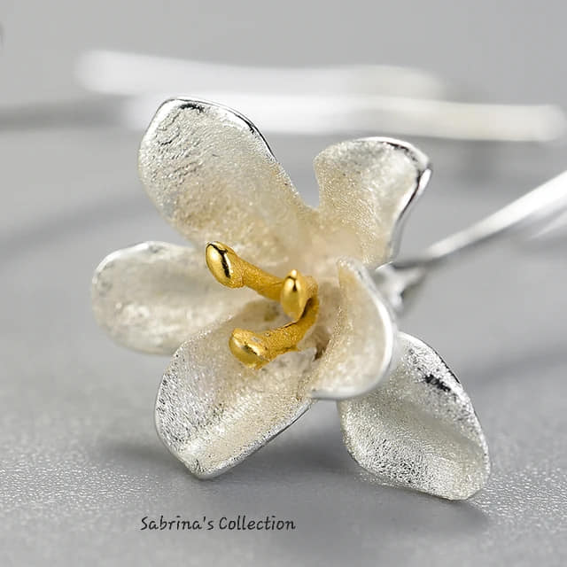 Sabrina`S Collection | 925 Silver Sterling  Fressia Flower Drop Earrings