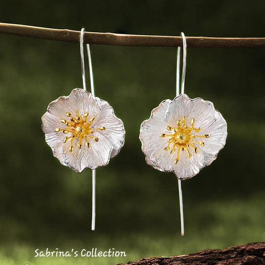 Sabrinas samling | 925 sølv Sterling naturlige blomsterdråpe øredobber