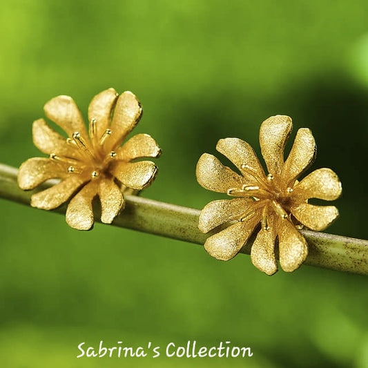 Sabrina`s Collection | 925 Silver Sterling  Flower Stud  Earrings