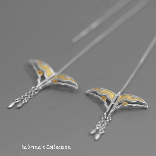 10 Sabrinas samling | 925 sølv Sterling hule sommerfugl kite dingle øredobber