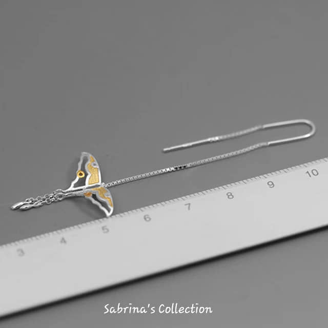 Sabrina`s Collection | 925 Silver Sterling Hollow Butterfly Kite Dangle Earrings