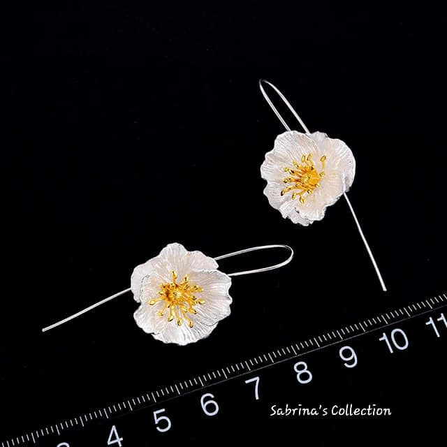 Sabrina`s Collection | 925 Silver Sterling Natural Flower Drop Earrings