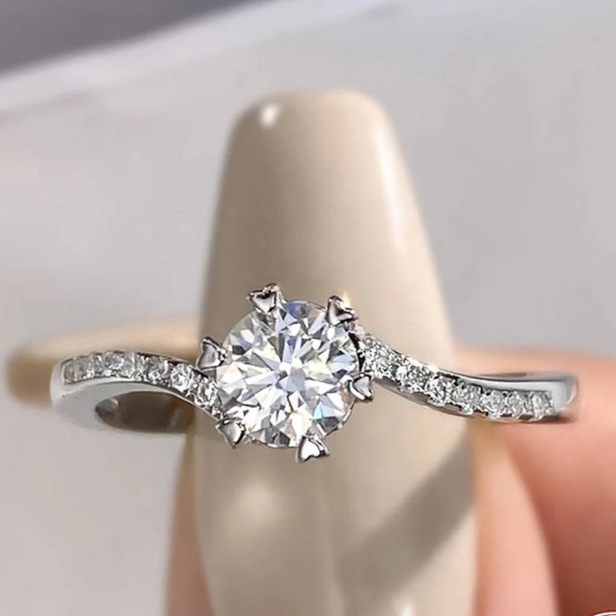 Sabrina`s Collection | 2ct Carat  Twisted Arm Snowflake Moissanite Diamond Ring