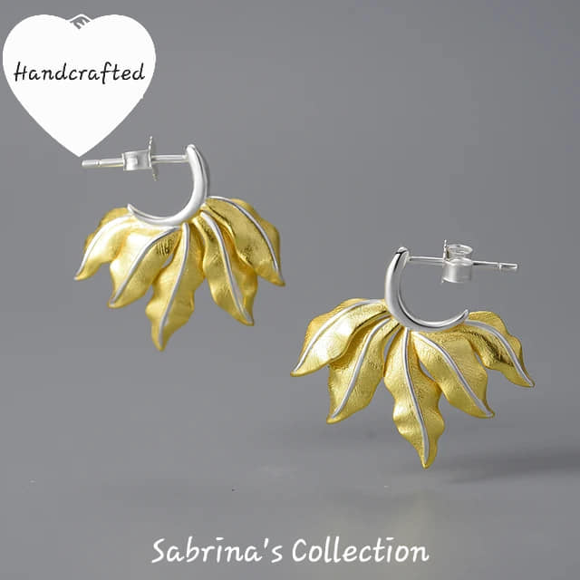 Sabrina`s Collection | 925 Silver Sterling Leaf Earrings