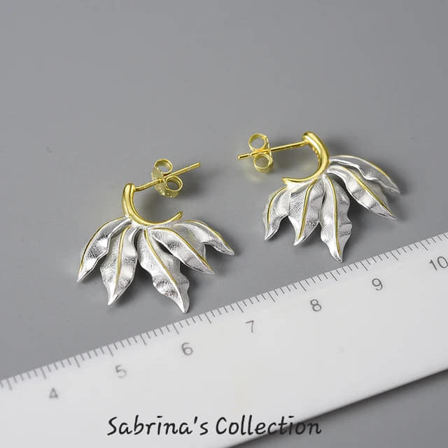 Sabrina`s Collection | 925 Silver Sterling Leaf  Earrings