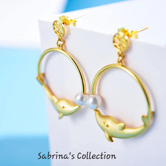 Sabrina`s Collection | 925 Silver Sterling Dolphin Drop Earrings