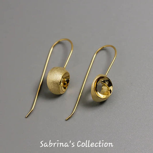 Sabrina`s Collection | 925 Silver Sterling Minimalism Semicirle Drop Earrings