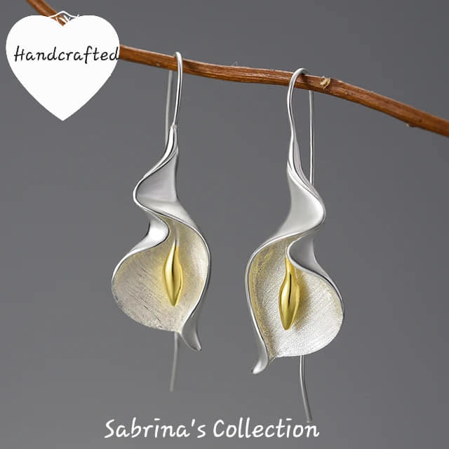 Sabrina`s Collection | 925 Silver Sterling Flower Dangle Drop Earrings