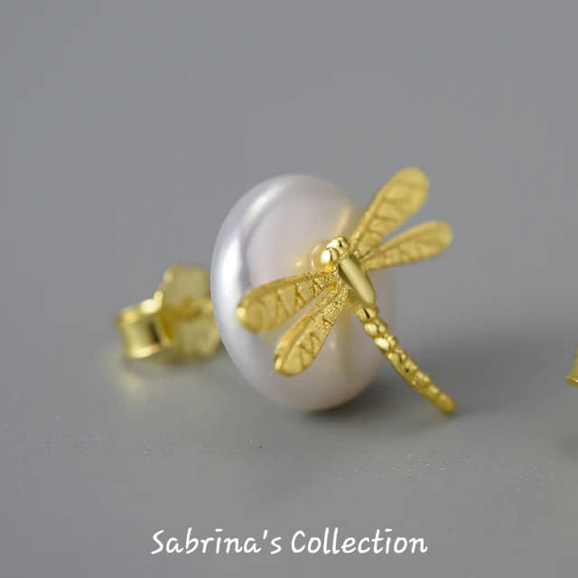 Sabrina`s Collection | 925 Silver Sterling  Dragonfly Stud Earrings