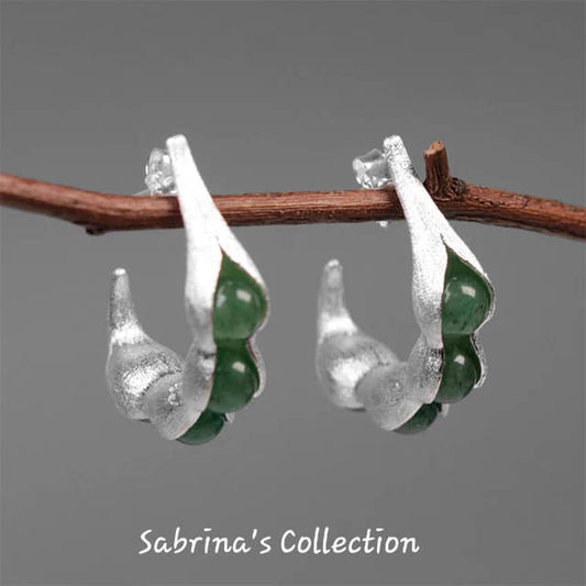 Sabrina`s Collection | 925 Silver Sterling Pea Pods  Dangle Earrings
