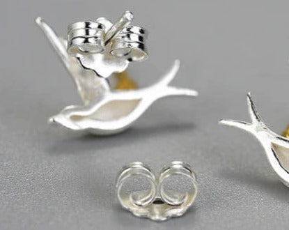 Sabrina`s Collection |  925 Sterling Silver Flying Bird  Earrings