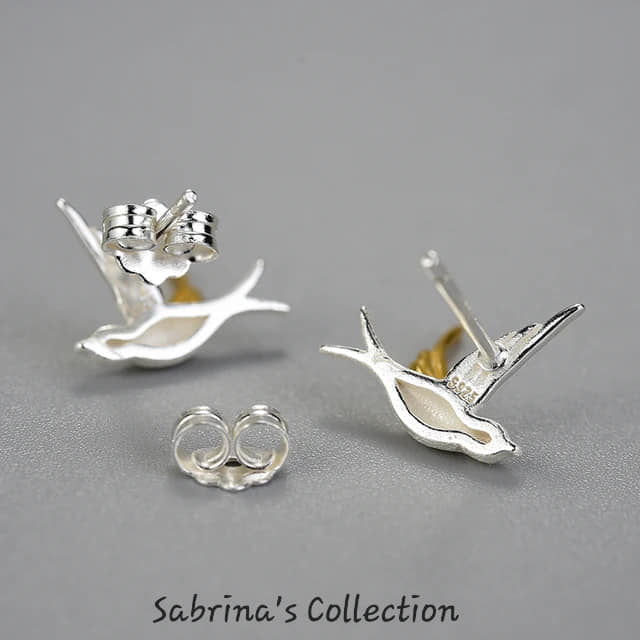 Sabrina`s Collection |  925 Sterling Silver Flying Bird  Earrings