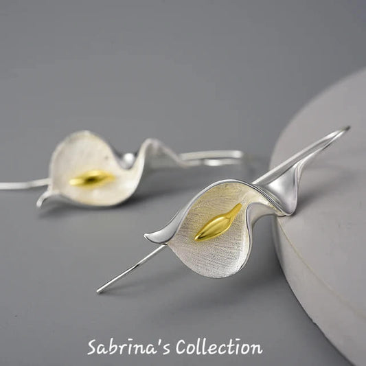 Sabrina`s Collection | 925 Silver Sterling Flower Dangle Drop Earrings