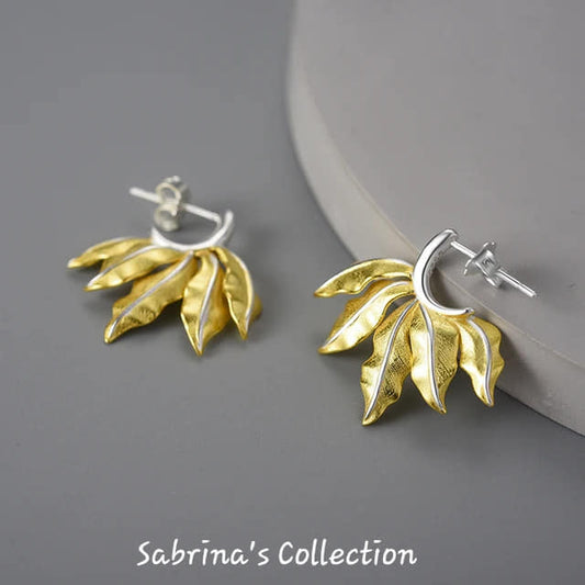 Sabrina`s Collection | 925 Silver Sterling Leaf Earrings