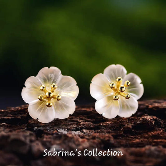 Sabrinas samling | 925 sølv Sterling Crystal Flower Stud øredobber