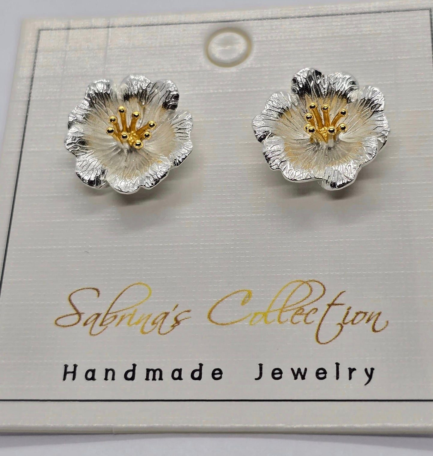 Sabrina`s Collection | 925 Silver Sterling Flower Stud Earrings