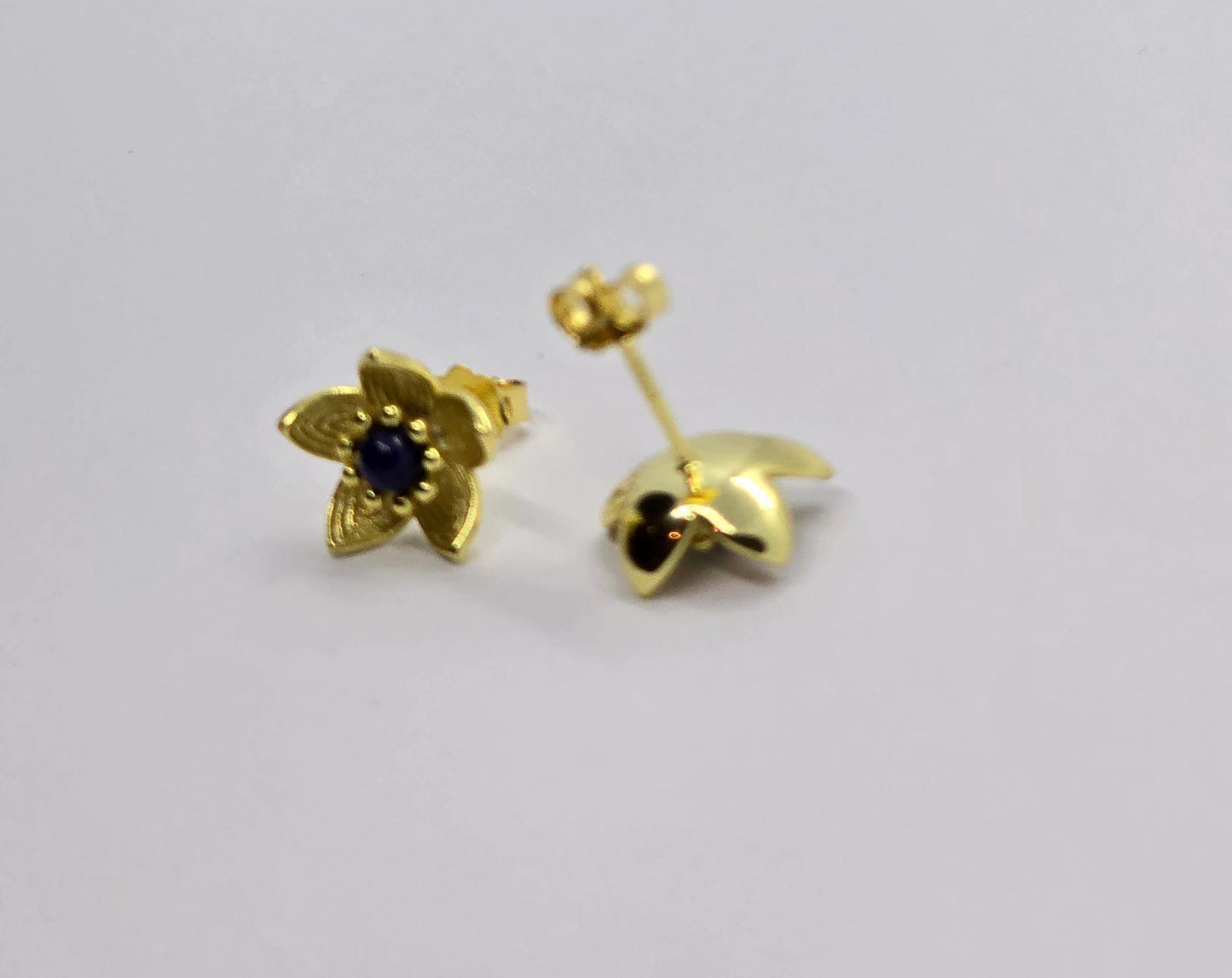 Sabrinas samling | 925 sølv Sterling Natural Lapis Flower Stud øredobber