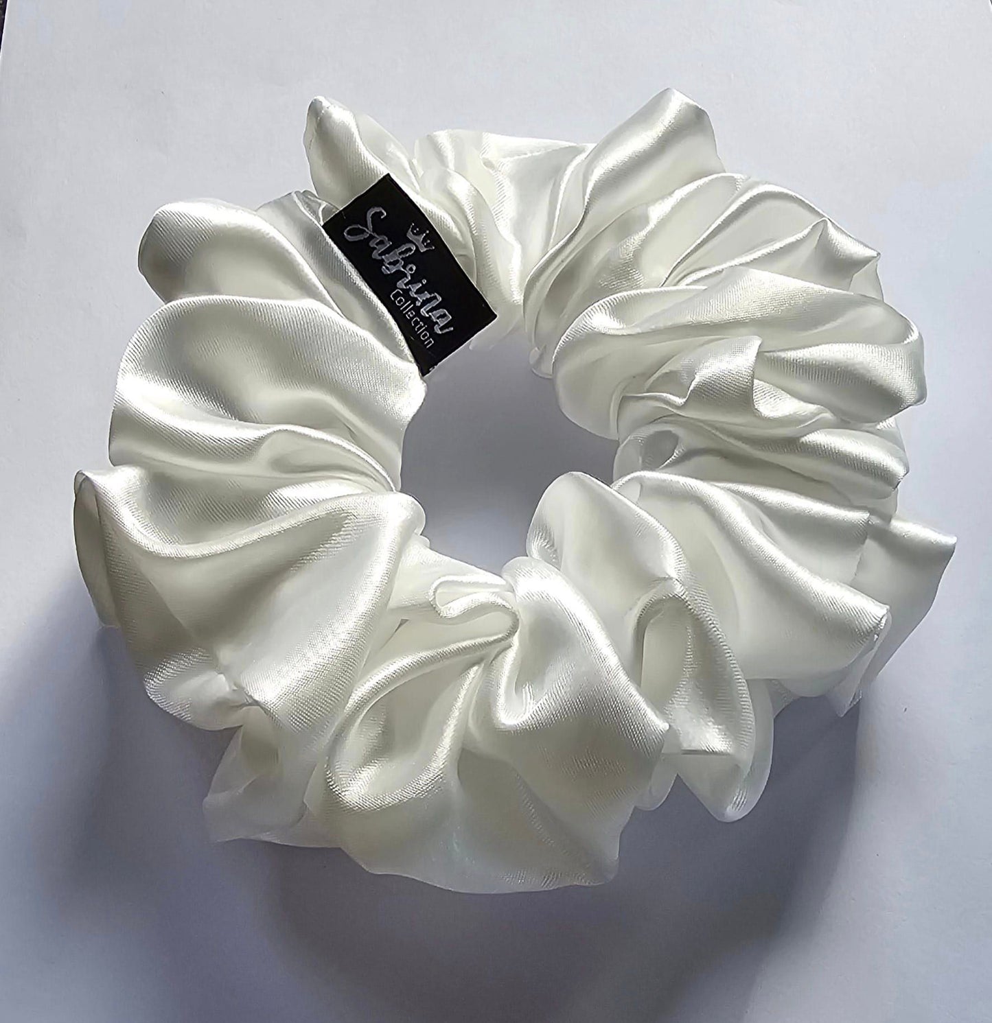 Melinda XL White Hair Scrunchie