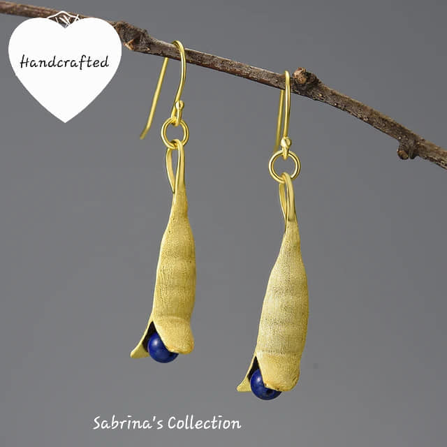 Sabrina`S Collection | 925 Silver Sterling Unusual New Pea Pods Dangle  Earrings