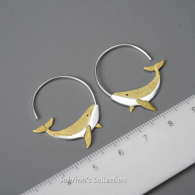 Sabrina`S Collection | 925 Silver Sterling Whale Hoop Earrings