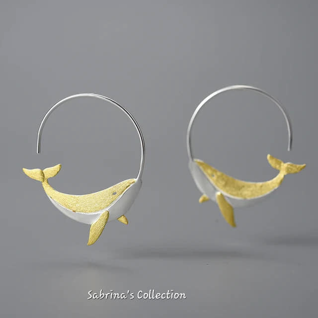 Sabrina`S Collection | 925 Silver Sterling Whale Hoop Earrings
