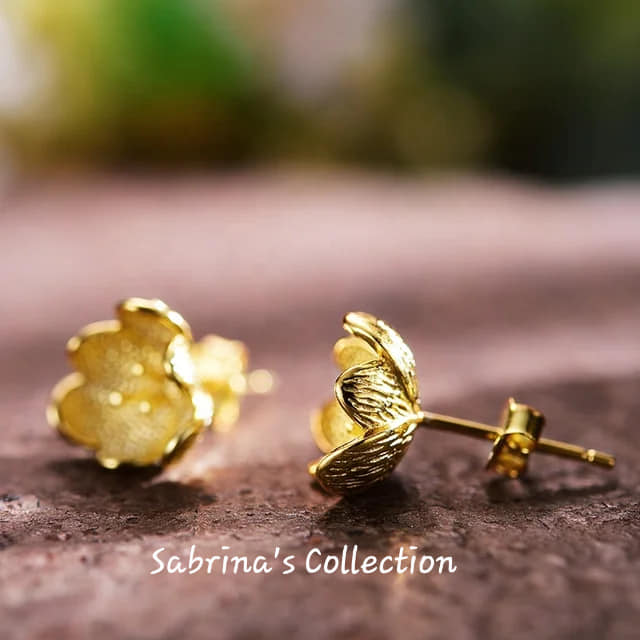 Sabrina`S Collection | 925 Silver Sterling 3D Flower Stud  Earrings