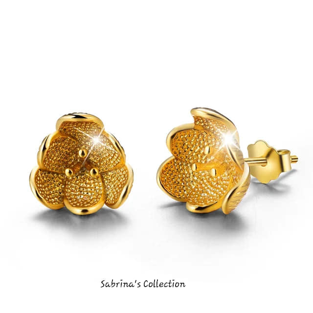 Sabrina`S Collection | 925 Silver Sterling 3D Flower Stud  Earrings