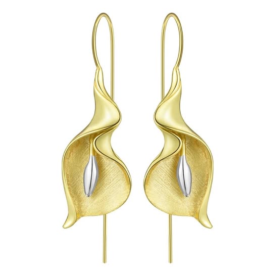 Sabrina`s Collection | Silver  Calla Lily Flowers Earrings