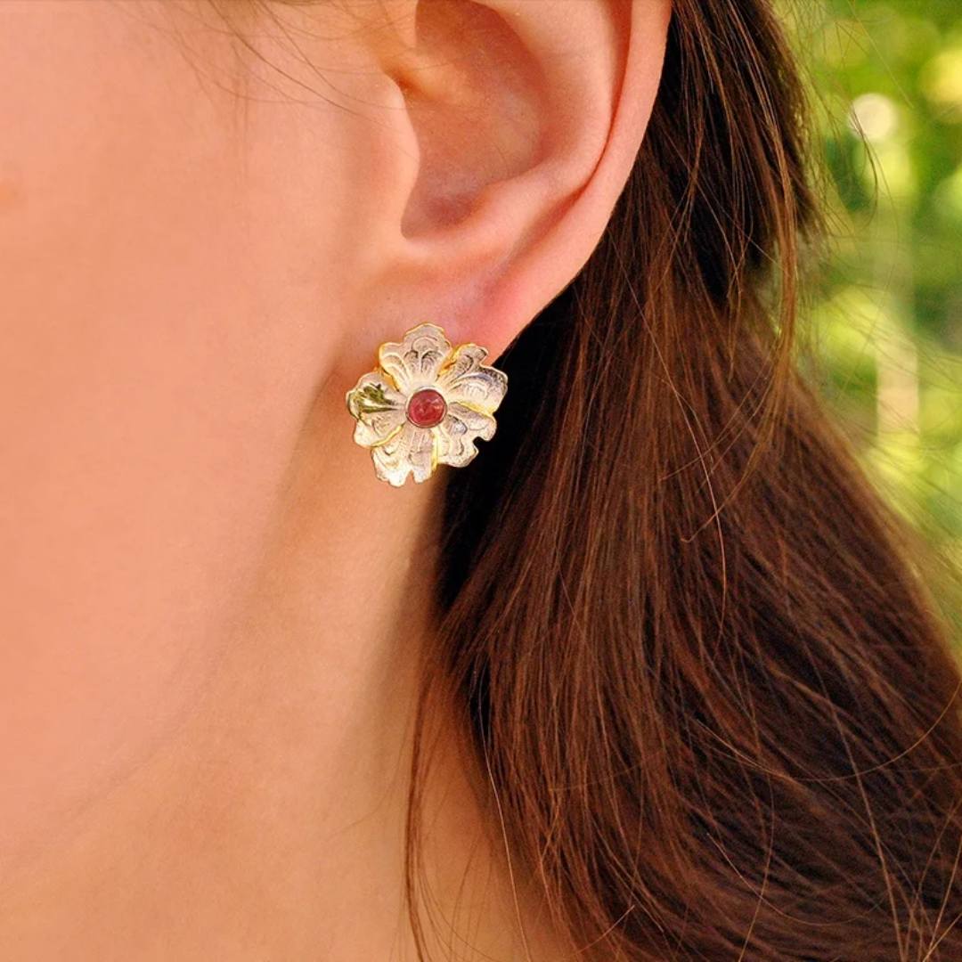 Sabrina`s Collection | Peony Flower Stud Earrings