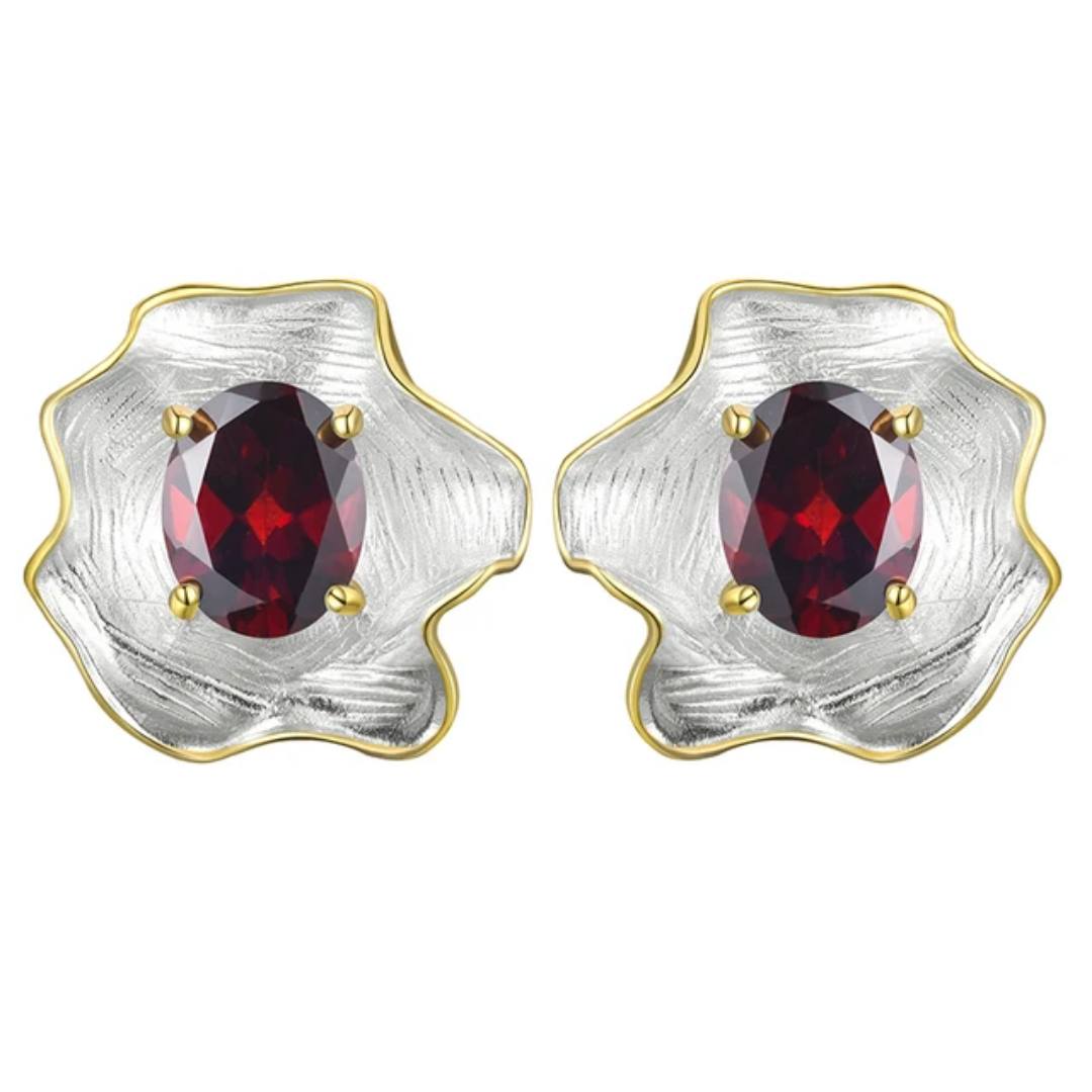 Sabrina`s  Collection |  Natural Gemstones Colored Topaz Leaf Roll Shape Earrings