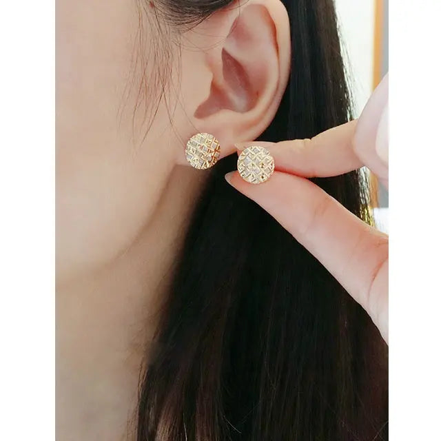 Sabrina`s Collection | 18K Gold Round Button Stud Earrings